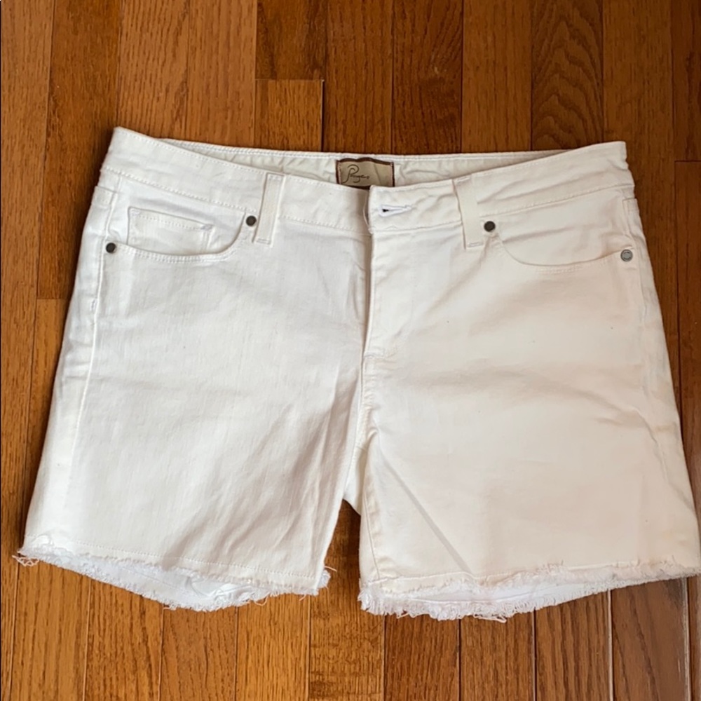 White Paige frayed jean shorts